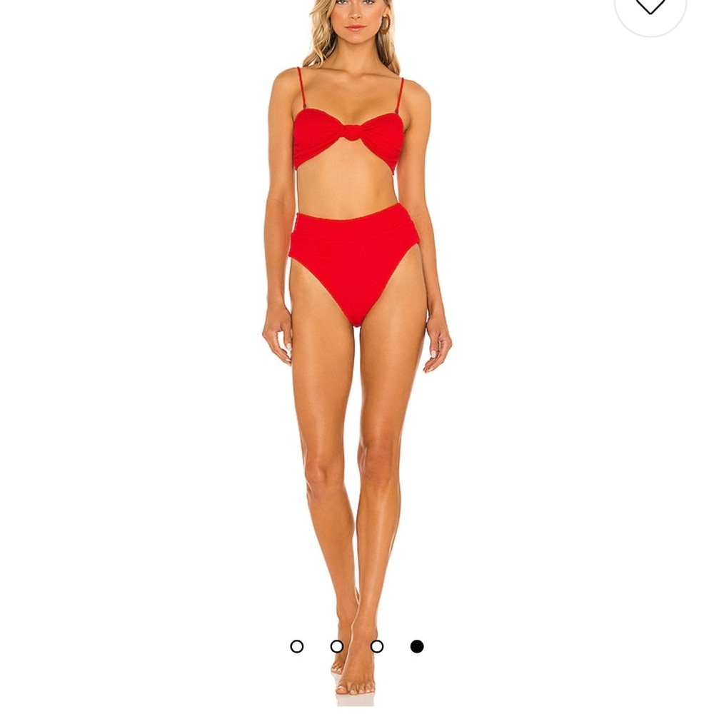 Revolve It’s Now Cool High Rise Bikini Bottom in Crinkle Red. Size XS.